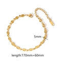 18k gold plated stainless steel bracelet with oval sunburst links, 5mm width - Sunburst Oval Link Chain (TB5013)