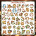 Collection of 48 waterproof Christmas cow stickers with colorful cartoon animal designs - 50 Sheets/Pack
