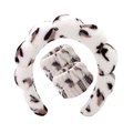 Plush white headband and wristband set with black dalmatian spots for face washing - Beige Leopard Headband + 2 Wristbands