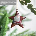 Stella di Natale vintage in metallo con Babbo Natale dipinto a mano e decorazione - Babbo Natale Stella A