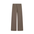 Women's casual brown wide-leg trousers with elastic waist for daily lounge wear - XS / Pants / Camel