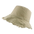 Khaki raw edge cotton bucket hat with distressed frayed brim in Japanese style - 57-58cm / Khaki