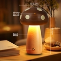 Handcrafted wood mushroom night light in beech and ebony finish - Ebony Style B Mushroom Light