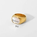 18K gold plated stainless steel signet ring with oval white shell inlay, 14.6mm width - US 6 / Oval White Shell Style (JDR201152-B)