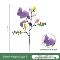 Purple flocked bunny and speckled colorful eggs on a branch for Easter home decor - Purple Bunny Pick Style E A09502