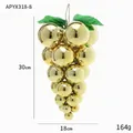 Golden grape-shaped Christmas ball ornament with green leaves, 30cm height size - Large (30cm) / Gold