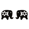 Minimalist black hollowed elephant stud earrings for women in stainless steel - 278 Elephant / Black
