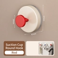 Red vacuum suction cup hook for wall mounting, round heavy duty plastic storage hanger - 1 Piece / Red