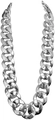 Detail van dikke zilveren Cubaanse schakelketting met hoogglans metallic afwerking - Zilver (110cm)