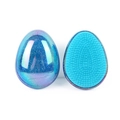 Sparkly purple and blue gradient egg-shaped detangling hair brush with teal bristles - Starry Blue Holographic