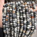Map stone abacus beads with natural marble texture for DIY jewelry making - 5*8mm (Per Strand) / Network Stone