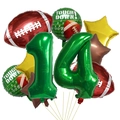 Set palloncini rugby con numero 14 in alluminio e forme di football americano - Set Tema Football Numero Quattordici