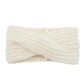 Fascia per capelli in maglia beige con elegante design a incrocio per l'inverno - Bianco Crema