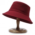 Classic bucket hat in deep burgundy cotton fabric with reinforced stitching detail - One Size / Red