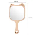 Cat ear wood handheld mirror with paw cutout design 18cm wide 31cm high for makeup - Raccoon/Large