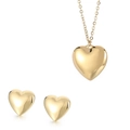 18K vergoldetes Edelstahl Herz Halskette und Ohrstecker Schmuckset für Damen - Einheitsgröße / Gold 2-teiliges Set (KE58942-Z+KP39558-Z) / Gold