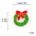 Embroidered Christmas wreath patch with red bow and gold sequins, 3.18 inch DIY applique - 7.6x8.1cm / 11154-Christmas Wreath