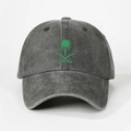 Berretto da baseball in denim grigio scuro lavato con emblema saudita ricamato - Verde Militare