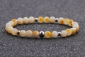 6mm amber-colored tiger eye beads elastic bracelet with polished silver spacer beads - 6MM Yellow Flower