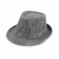 Classic grey linen fedora hat with woven ribbon band for sun protection in summer - M (56-58cm) / Gray
