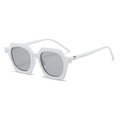 Fashionable polygon sunglasses with thick white frames and light grey lenses for a modern look - White Frame Silver Mirror Lenses