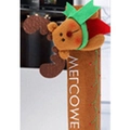 Copri maniglia frigo natalizio marrone con renna di peluche e ricamo Welcome - 211C Renna Sinistra