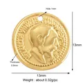 13mm gold micro-pave coin pendant with Edward VII portrait relief for DIY jewelry - Edward Portrait Gold Coin (L131396-Gold)