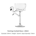 Creative flamingo shaped 200ml glass cocktail goblet with realistic feather texture details - Transparent Flamingo