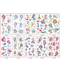 Dettaglio di 10 tatuaggi temporanei colorati con sirene per feste di bambini - Serie Sirena D