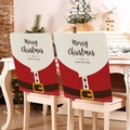 Pair of red Christmas chair covers with Santa suit design and belt pattern decoration - Red White Santa Belt (YTM2-39)