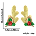 Golden sequin reindeer antler hair clips with holly leaves and bells 11.6cm variant - Gold Antler Berry Style