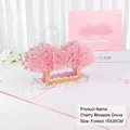 3D pop-up cherry blossom greeting card with pink envelope and 15x20cm size laser cut detail - Cherry Blossom Jungle