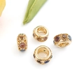 Golden alloy large hole beads with blue and brown crystals for DIY jewelry bracelets - Rhinestone Bead / KC Gold