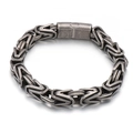 Pulsera bizantina para hombre en acero inoxidable plata y negro con cierre cilíndrico - Plata Antigua