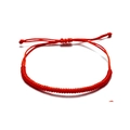 Bracciale dell'amicizia intrecciato a mano rosso con chiusura a nodo regolabile - modello 3 / Rosso