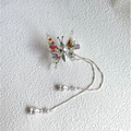 Silver butterfly hair clip with colorful beads and long tassel in vintage style - Colorful Silver Tassel (F0001) / Silver