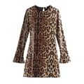 Paillettenkleid mit Leopardenmuster, ausgestellten Ärmeln und Rückenausschnitt - XS / Leopardenmuster