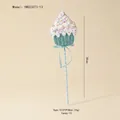 Blue and white spiral cupcake ornament stick with green frosting and polka dots - #13 Blue Ice Cream Stake (Single Sided)