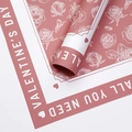 Pink waterproof flower wrapping paper with white rose patterns for Valentine's Day - Rose Garden / Blush Red