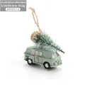 Piccolo autobus vintage verde in resina decorazione natalizia con mini albero - 5.5X2X4.5cm / Piccolo autobus verde