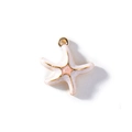 Starfish charm pendant in white and pink enamel with gold-plated metal alloy finish - White