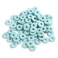 DIY light blue 6mm flat clay disc beads for jewelry making on white background - 40g/Approx 1000pcs / Color 9 (Light Blue)