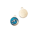 DIY gold alloy moon and star charms with blue enamel inlay and sparkling zircon detail - Star Moon 9x11mm