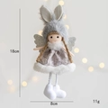 Pendentif ange en peluche avec bonnet lapin gris et robe en dentelle violette pour Noël - Gris