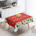 Red and white Christmas tablecloth with gold Merry Christmas text and festive polka dots - TQZB02-5 Golden Wishes