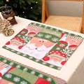 Christmas place mat with Santa Claus pattern and Feliz Navidad text for holiday table decor - Style E - Placemat