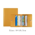 Compact ginger yellow multi-slot faux leather card holder with secure silver metal snap button - 9*10.5cm / Thick Material 8 Slots / Ginger Yellow