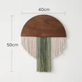 Handmade wooden wall hanging with 40x50cm size, cream and sage green macrame tassels - 40*50cm / Green