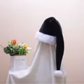 Long-tail Christmas hat in black and white plush fabric for holiday festive costumes - Extra Long Christmas Hat Adult (80CM) / Black