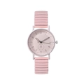 Montre à quartz rose pour femme avec bracelet élastique et cadran à chiffres clairs - Rose